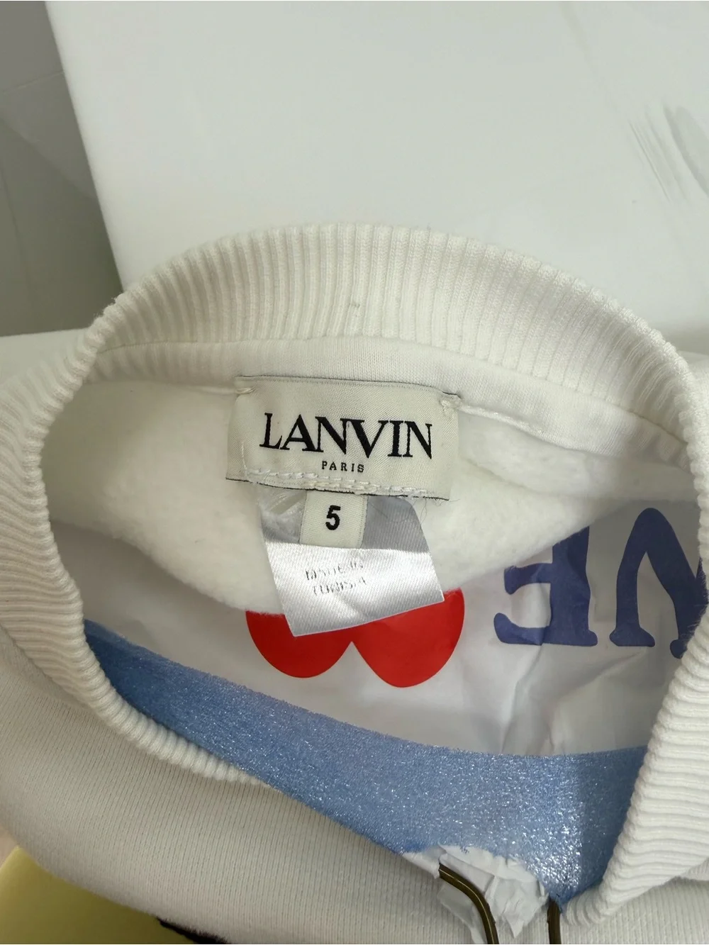 Boys Lanvin White Sweatshirt with Red and Blue Accents